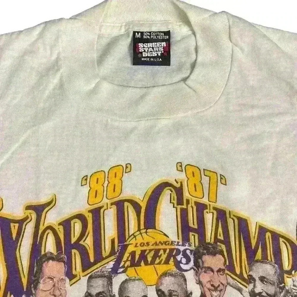 Vintage 1987 1988 los angeles lakers back to back world champions tshirt medium - Picture 2 of 4